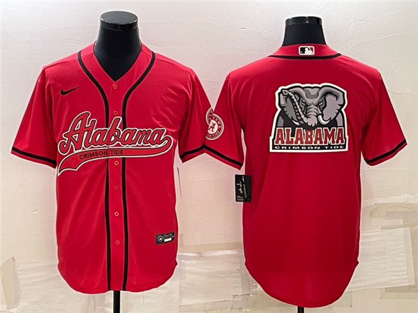 Men's Alabama Crimson Tide Red Team Big Logo With Patch Cool Base Stitched Baseball Jersey
